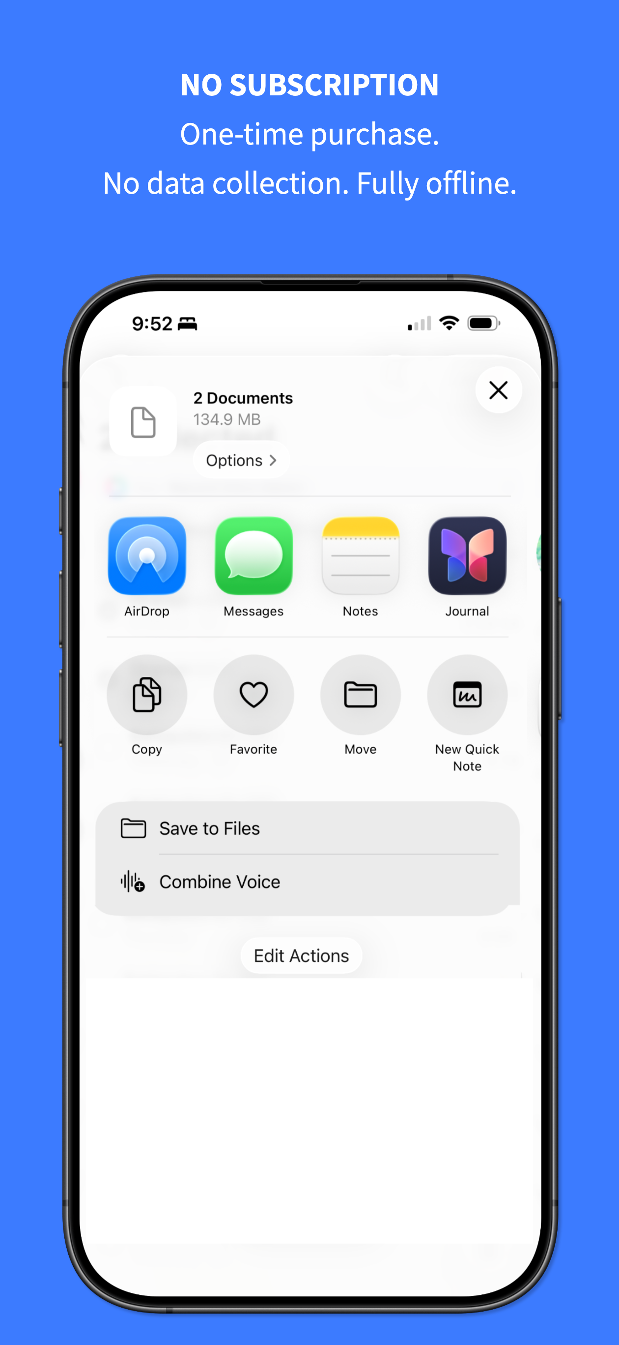 Step 2: Tap Share and select Combine Voice