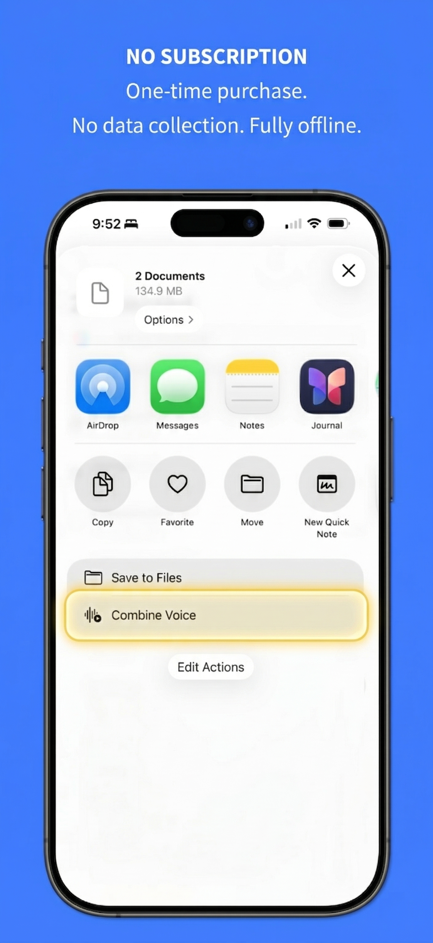 Combine Voice Memos app screenshot preview